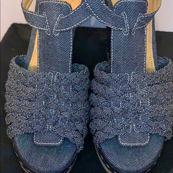 CHLOE denim wedge sandals - Picture 7 of 8